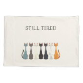 Still Tired Cats - Blue Cat Mom Graphic Reversible 枕カバー (裏面)