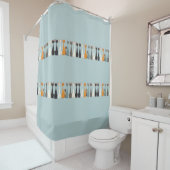 Still Tired Cats - Cat Mom Lover - Blue Graphic シャワーカーテン (インサイチュ)