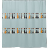 Still Tired Cats - Cat Mom Lover - Blue Graphic シャワーカーテン (正面)