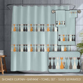 Still Tired Cats - Cat Mom Lover - Blue Graphic シャワーカーテン