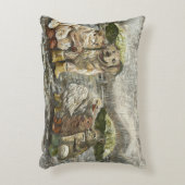 Still Together Whimsical Farmhouse Animals Rainy  アクセントクッション (正面(垂直))