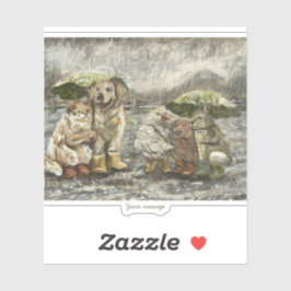 Still Together Whimsical Farmhouse Animals Rainy  シール