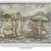 Still Together Whimsical Farmhouse Animals Rainy  シール (正面)