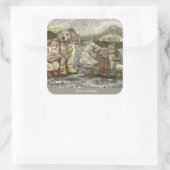 Still Together Whimsical Farmhouse Animals Rainy  スクエアシール (バッグ)