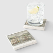 Still Together Whimsical Farmhouse Animals Rainy  ストーンコースター (横)