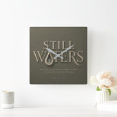 STILL WATERS | 詩篇 23:2 | スクエア壁時計 (ホーム)