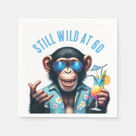 Still Wild at 60 Summer Monkey 60th Birthday スタンダードカクテルナプキン (正面)