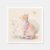 Stille Katze im Mondlicht スタンダードカクテルナプキン (正面)