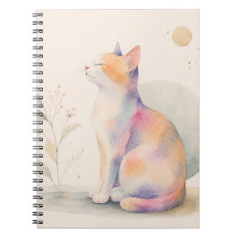 Stille Katze im Mondlicht – Aquarell Katzen Notizb ノートブック