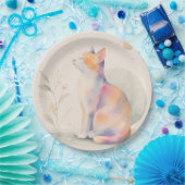 Stille Katze im Mondlicht – Aquarell Pappteller ペーパープレート (パーティー)