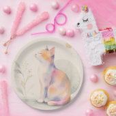 Stille Katze im Mondlicht – Aquarell Pappteller ペーパープレート (パーティー)