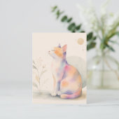 Stille Katze im Mondlicht – Aquarell Postkarte ポストカード (スタンド正面)