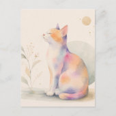 Stille Katze im Mondlicht – Aquarell Postkarte ポストカード (正面)