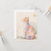 Stille Katze im Mondlicht – verträumte Katzen Gruß カード (正面/裏面インサイチュ)