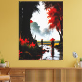 Stiller Durchgang: Herbstlicher Bach in Vietnam キャンバスプリント (インサイチュ (リビング))