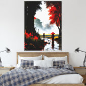 Stiller Durchgang: Herbstlicher Bach in Vietnam キャンバスプリント (インサイチュ (寝室))