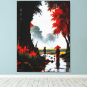 Stiller Durchgang: Herbstlicher Bach in Vietnam キャンバスプリント (インサイチュ (ウッドフロア))