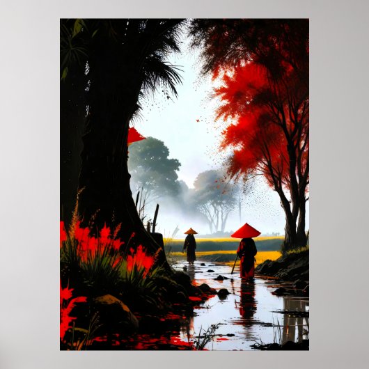 Stiller Durchgang: Herbstlicher Bach in Vietnam ポスター (正面)