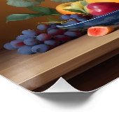 Stilleven met Bloemen in Delftbaluwe vaas en Fruit ポスター (コーナー)