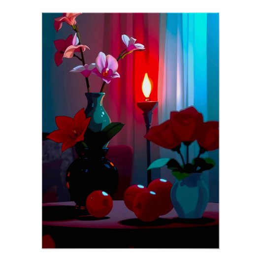 Stillleben mit Blumen und Früchten ポスター (正面)