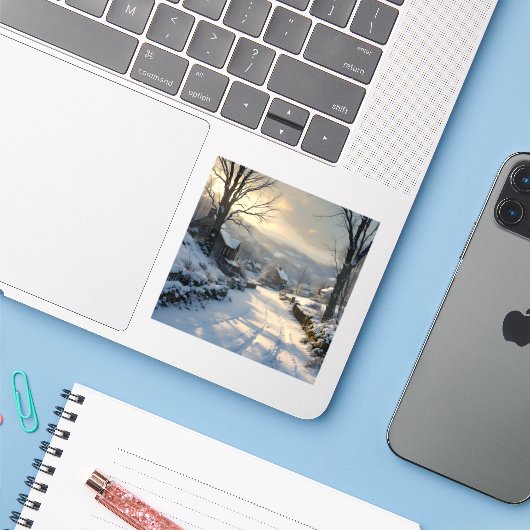 Stillness After Snowfall - Square Vinyl シール (ノートパソコンとiPhone)