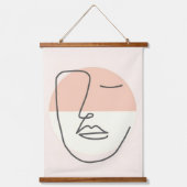 Stillness in Line – ミニマル抽象芸術顔 吊り下げ型タペストリー (正面)