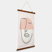 Stillness in Line – ミニマル抽象芸術顔 吊り下げ型タペストリー (傾斜あり)