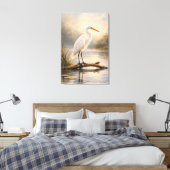 Stillwater Egret | 海の生き物 | スタretched キャンバスプリント (インサイチュ (寝室))