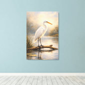 Stillwater Egret | 海の生き物 | スタretched キャンバスプリント (インサイチュ (ウッドフロア))