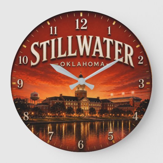 Stillwater Oklahoma college town  ラージ壁時計 (正面)