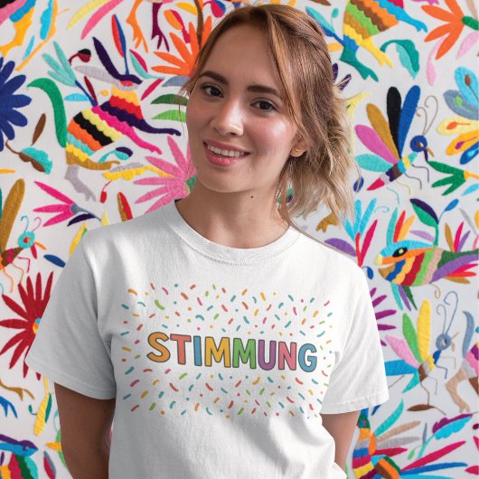 Stimmung Farbkonfetti Schriftzug Tシャツ