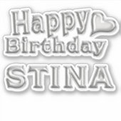 Stina Happy Birthday silver Aufkleber Sticker シール (正面)