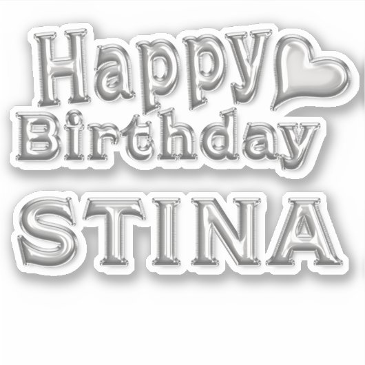 Stina Happy Birthday silver Aufkleber Sticker シール (正面)