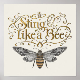 Sting Like A Bee Vintage Fairytale Girl Power ポスター