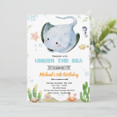 Stingray birthday party invitation 招待状 (スタンド正面)