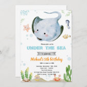 Stingray birthday party invitation 招待状 (正面/裏面)