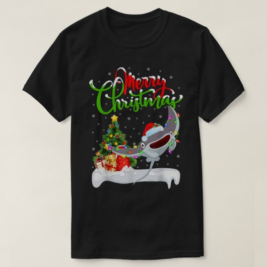 Stingray Fish Lover Xmas Lighting Stingray Christm Tシャツ (デザイン正面)