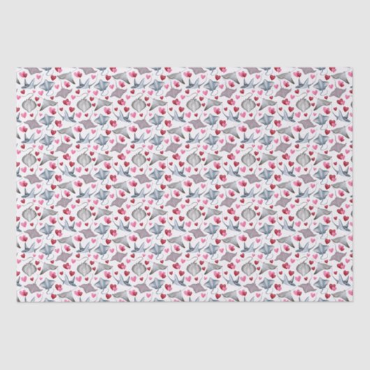 Stingray Love Valentine's Tissue Paper in White 薄葉紙 (正面)