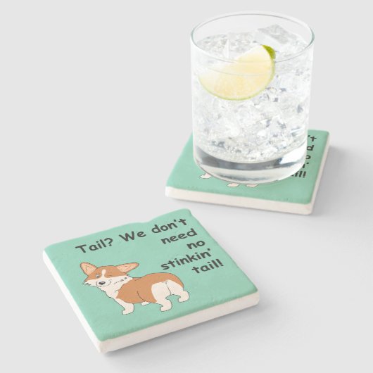 Stinkinの尾コーギー無し ストーンコースター (横)