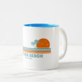 Stinson Beach California Sun Palm Trees ツートーンマグカップ (正面右)