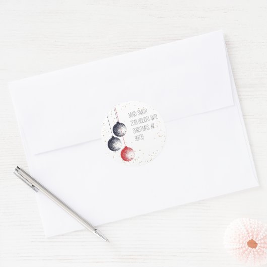 Stippleクリスマスオーナメントアドレス ラウンドシール (封筒)