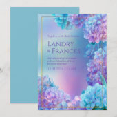 Stippled Lavender Hydrangea Watercolor Gold Frame 招待状 (正面/裏面)