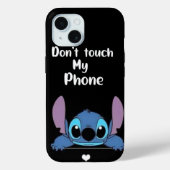 Stitch "私の携帯に触るな" 面白い警告 ブラック Case-Mate iPhoneケース (裏面)