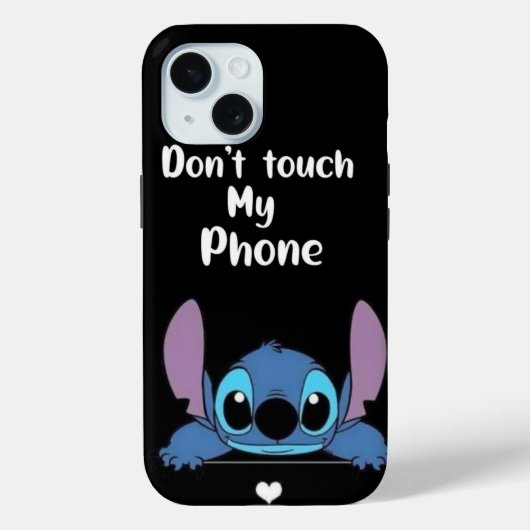 Stitch "私の携帯に触るな" 面白い警告 ブラック Case-Mate iPhoneケース (裏面)