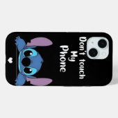 Stitch "私の携帯に触るな" 面白い警告 ブラック Case-Mate iPhoneケース (裏面 (横))