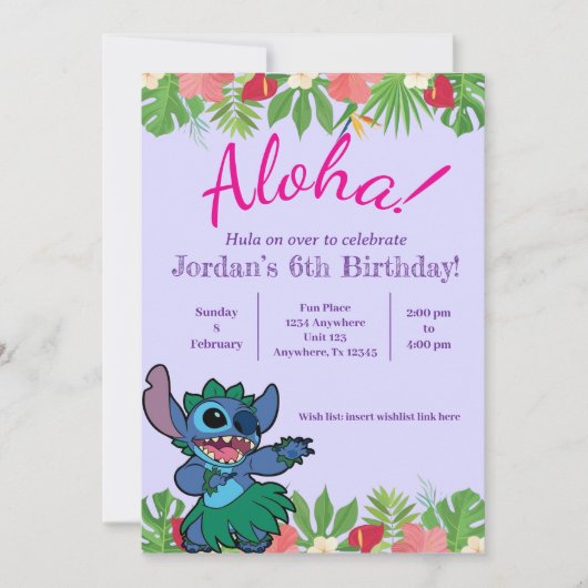 Stitch Birthday Invitation 招待状 (正面)