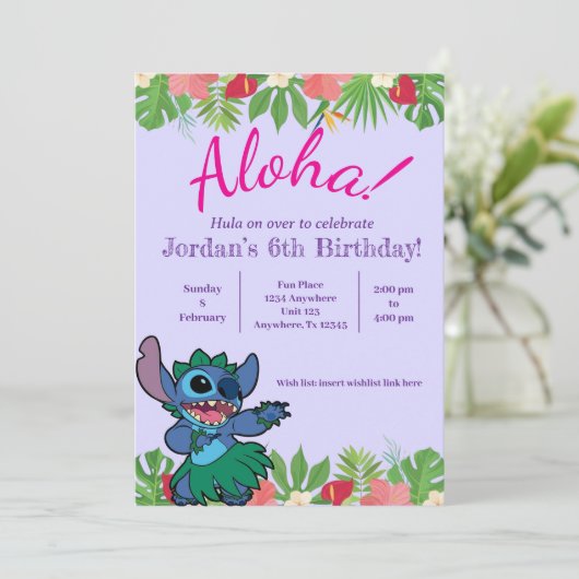 Stitch Birthday Invitation 招待状 (スタンド正面)