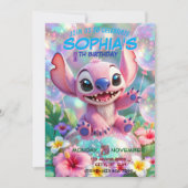 Stitch Birthday Invitation Template 招待状 (正面)