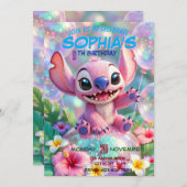 Stitch Birthday Invitation Template 招待状 (正面/裏面)