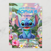 Stitch Birthday Invitation Template 招待状 (正面/裏面)